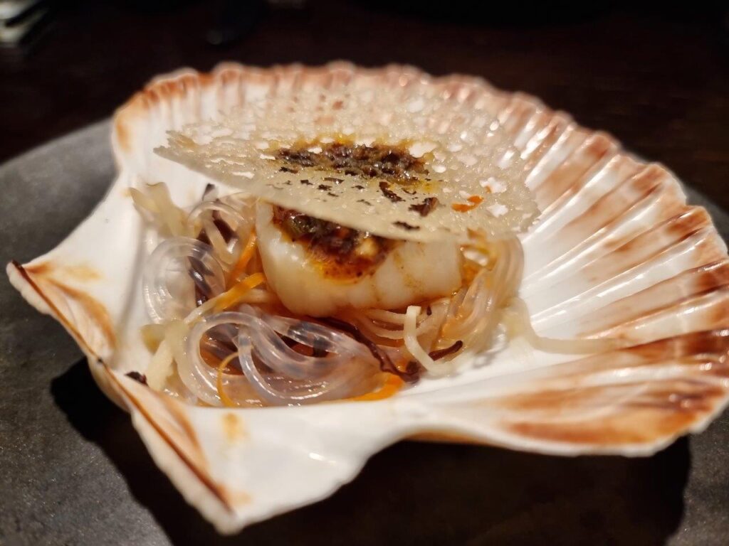 Steamed hand dived scallop